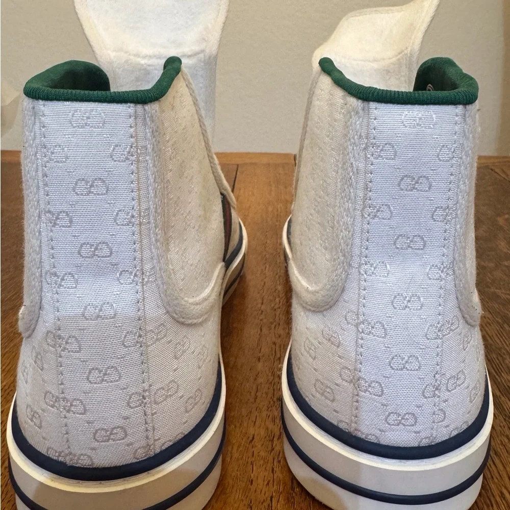 Authentic Women’s Gucci Tennis 1977 Mini GG High Tops White Canvas Sz 38 - Picture 4 of 16